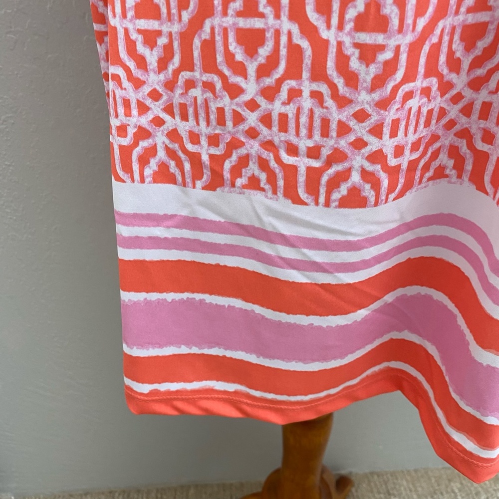 Cabana Life/Talbots Embroidered Tunic Dress Contrast Neckline Coral Lattice S - Picture 8 of 14